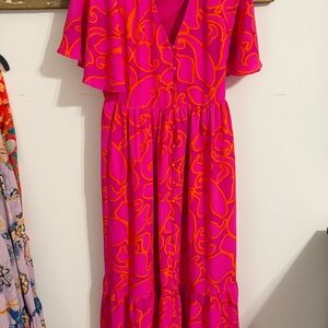 Vibrant Pink and Orange Women's Dress / Sugarlips